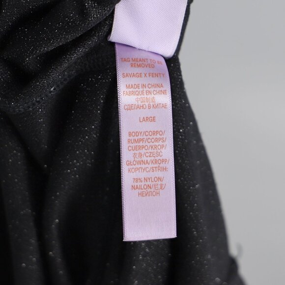 SAVAGE X FENTY Sleep & Shine Hooded Onesie Shimmery Black Caviar Size L - Picture 9 of 9